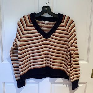Madewell v-neck chunky knit striped sweater size XS